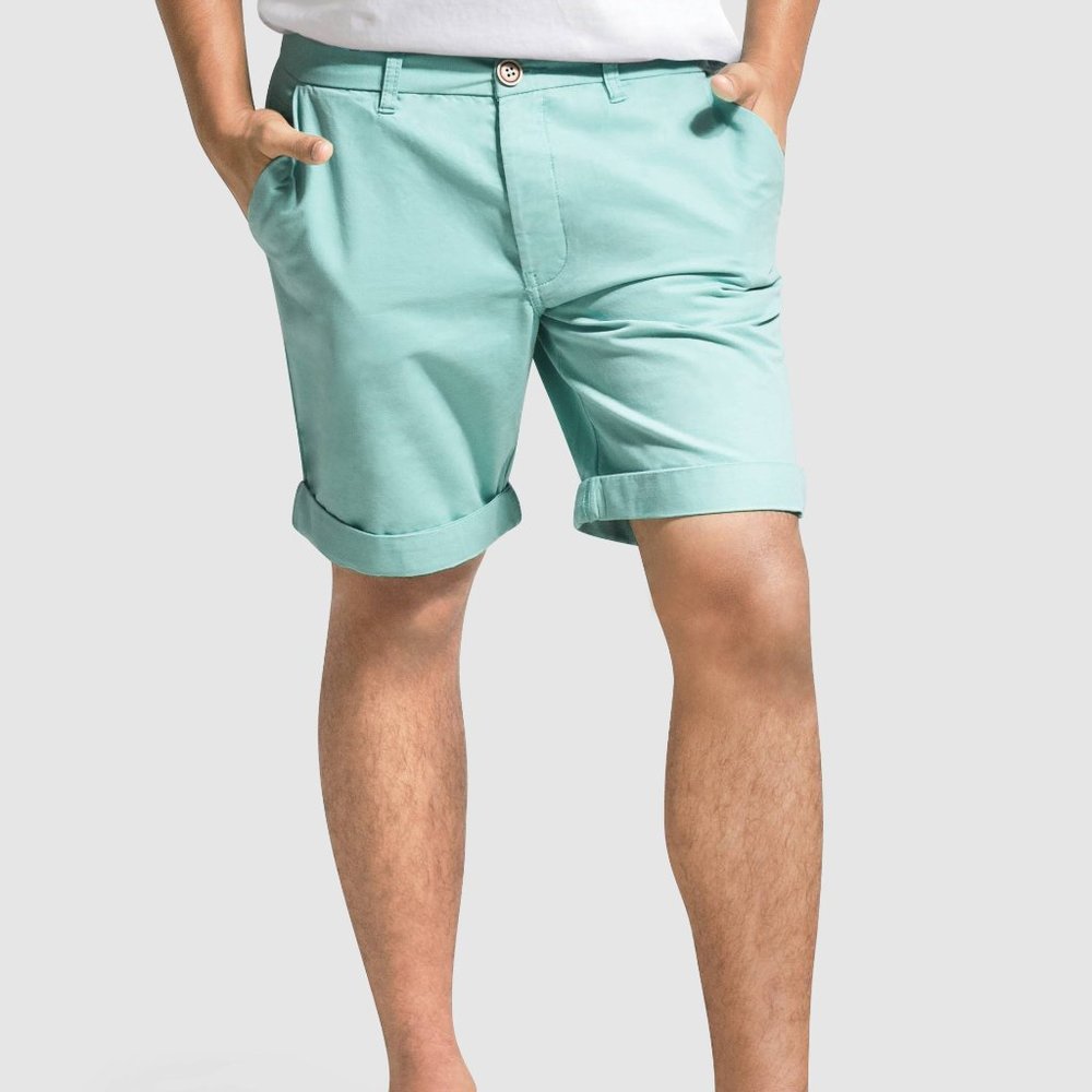 OLGYN Men’s Regular Fit Light Aqua Chino Shorts - Picture 1 of 6